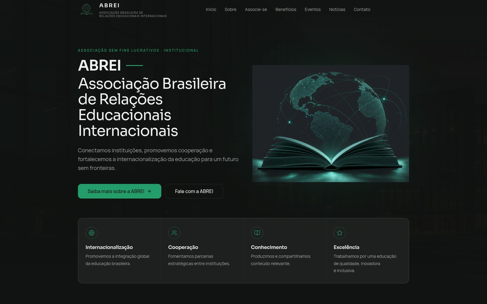 Página inicial do site ABREI